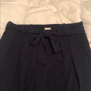 Navy tie top wide leg crop pants
